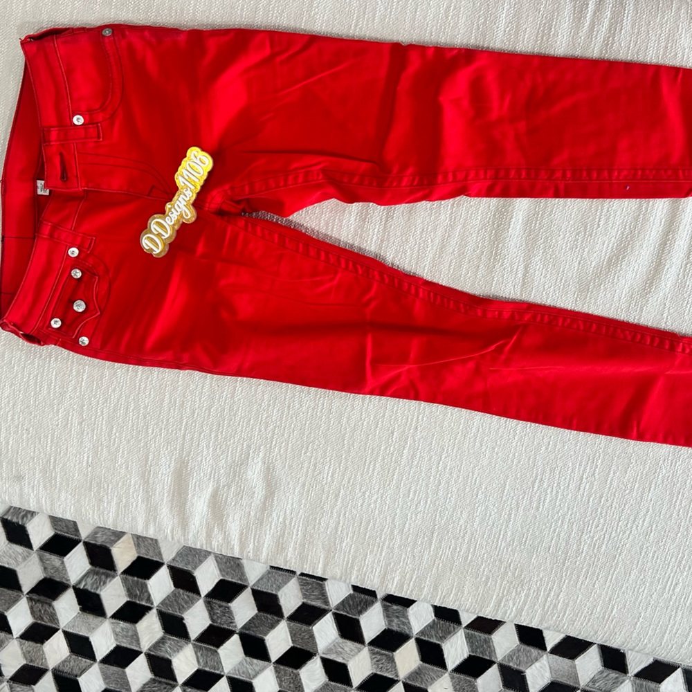 True Religion Women's Vibrant Red Skinny Jeans